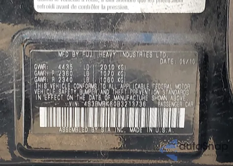 2011 Subaru Legacy 2.5I Limited from USA, damaged, VIN 4S3BMBK60B3213736